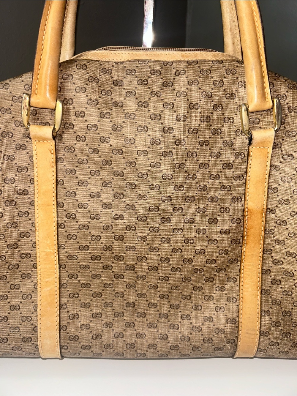 Vintage Gucci Micro GG Tan Coated Canvas Satchel Handbag - Picture 7 of 14